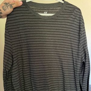 H&M Grey long sleeve with black stripes.
